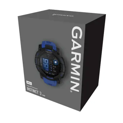 Instinct 3 - 45mm, AMOLED, Black, Bolt Blue silicone band