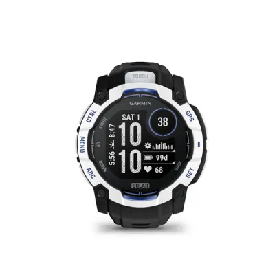 Instinct 3 - 50mm, Solar, Whitestone, Black silicone band 