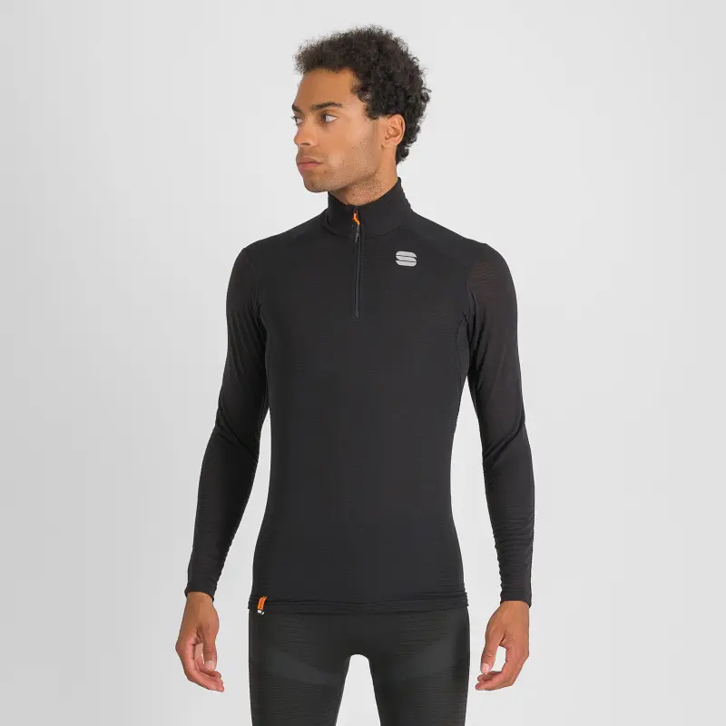Sportful TD MID tričko so zipsom a dlhým rukávom čierny