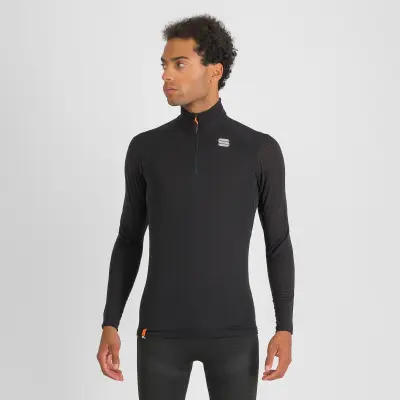 Sportful TD MID tričko so zipsom a dlhým rukávom čierny