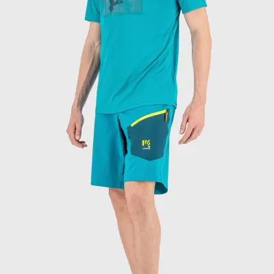 Karpos Val Di Dentro kraťasy modrozelené/žlté fluo
