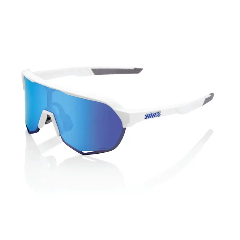 Cyklistické okuliare 100% S2 - Matte White - HiPER Blue Multilayer Mirror Lens