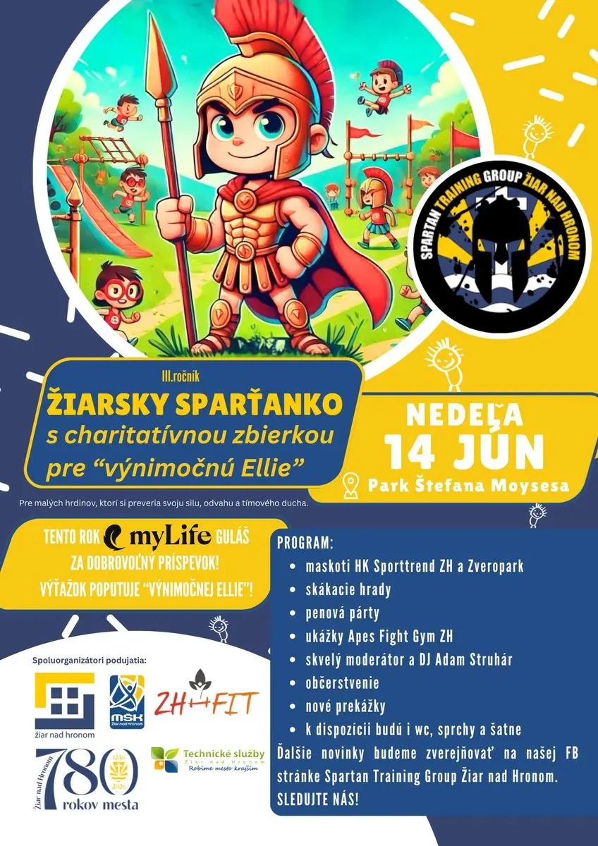 3. ročník Žiarsky Sparťanko s charitatívnou zbierkou pre "výnimočnú Ellie" 2026