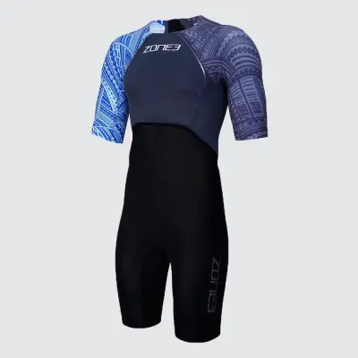Men's Kona-Target Short Sleeve Swim Skin / Black/Grey/Blue