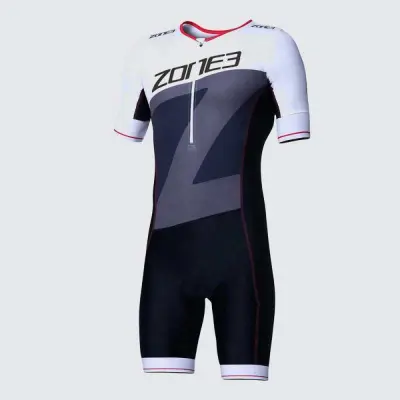 Men's Lava Long Distance Short Sleeve Aero Suit / Black/Red/White