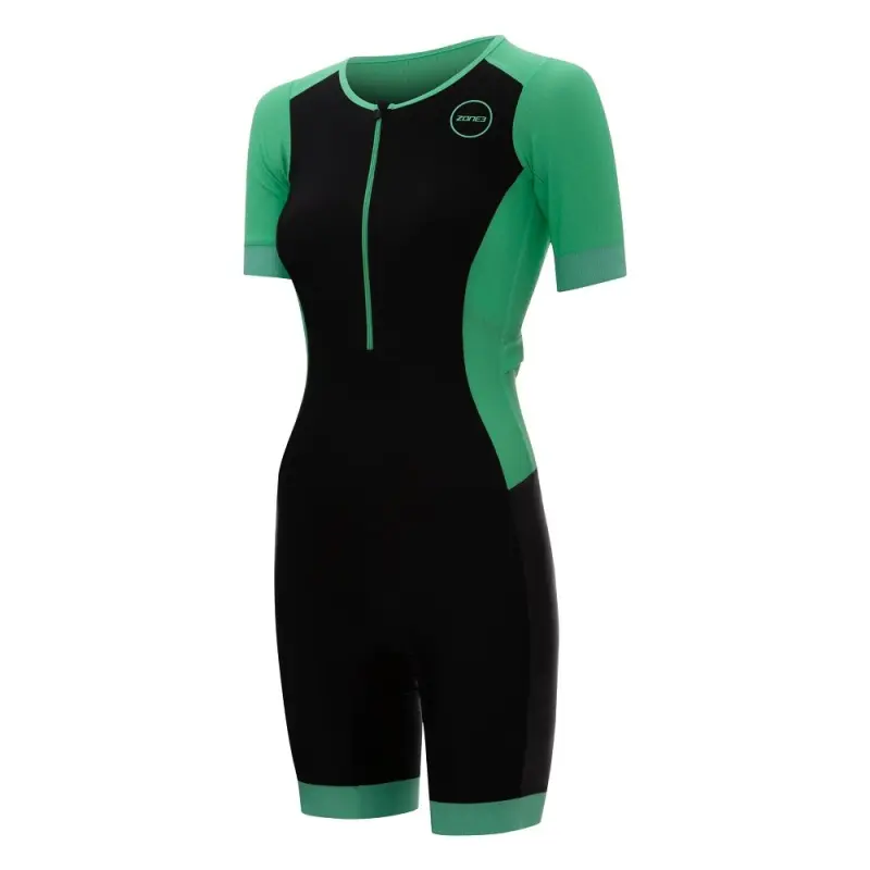 Women's Aquaflo Plus Short Sleeve Trisuit / Black/Grey/Mint