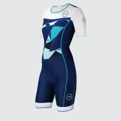 Women's Lava Long Distance Short Sleeve Aero Suit / Navy/White/Teal