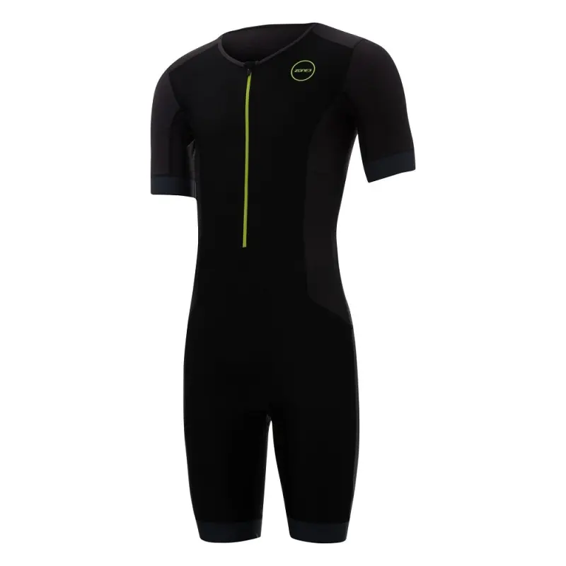 Men's Aquaflo Plus Short Sleeve Trisuit / Black/Grey/Neon Green