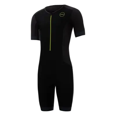 Men's Aquaflo Plus Short Sleeve Trisuit / Black/Grey/Neon Green