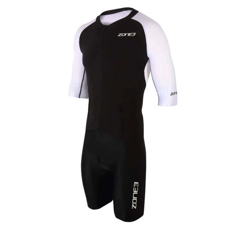 Men's Lava Long Distance Full Zip Short Sleeve Aero Suit / Black/White