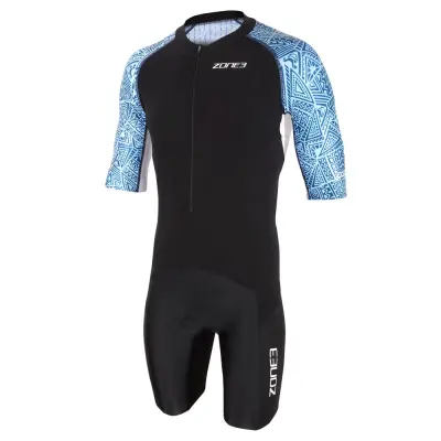 Men's Lava Short Sleeve Trisuit - Kona Print / Black/White/Blue