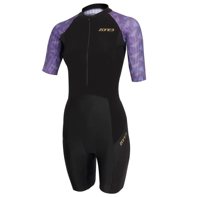 Women's Lava Short Sleeve Trisuit / Black/Gold