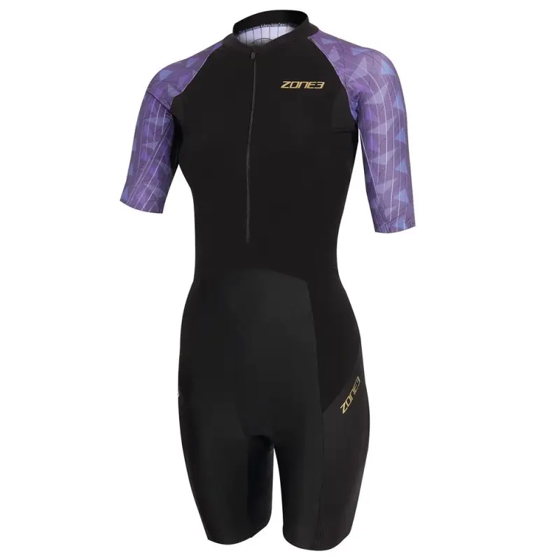 Women's Lava Short Sleeve Trisuit / Black/Gold