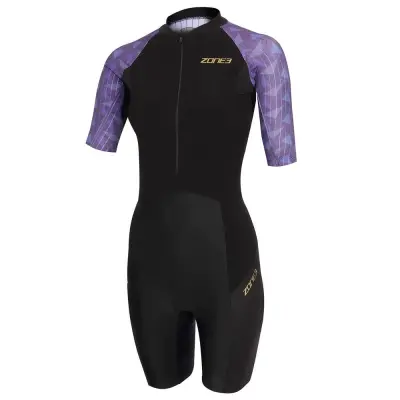 Women's Lava Short Sleeve Trisuit / Black/Gold