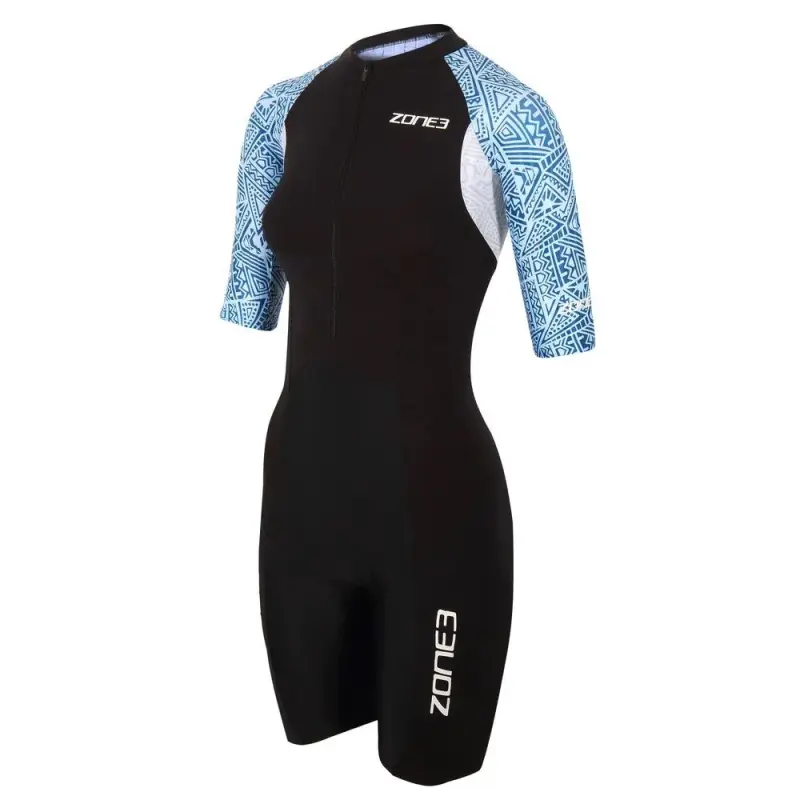 Women's Lava Short Sleeve Trisuit - Kona / Black/White/Blue