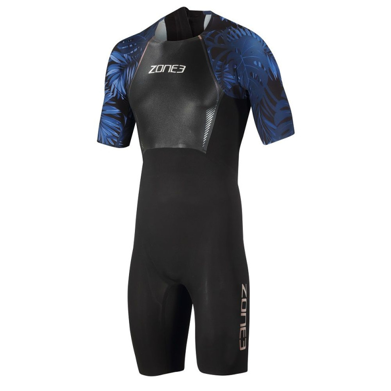 Men's Shortsleeve Swimskin / Black/Blue