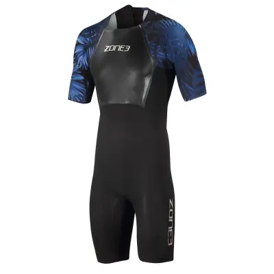 Men's Shortsleeve Swimskin / Black/Blue
