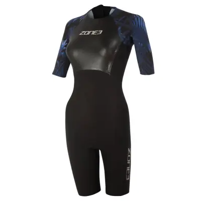Women's Shortsleeve Swimskin / Black/Blue