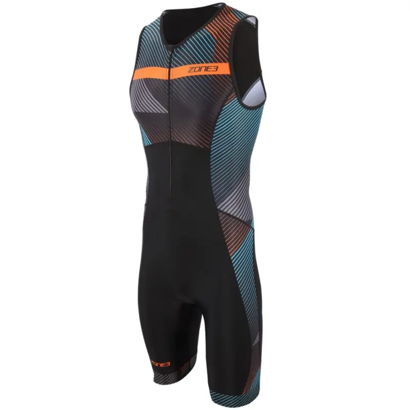 Men's Activate+ Momentum (Stripes) Sleeveless Trisuit / Black/Teal/Purple/Pink
