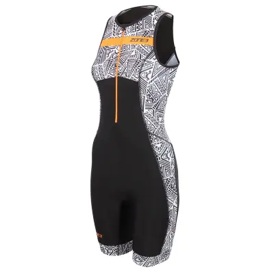 Women's Activate+ Kona Speed Sleeveless Trisuit / Black/White/Orange