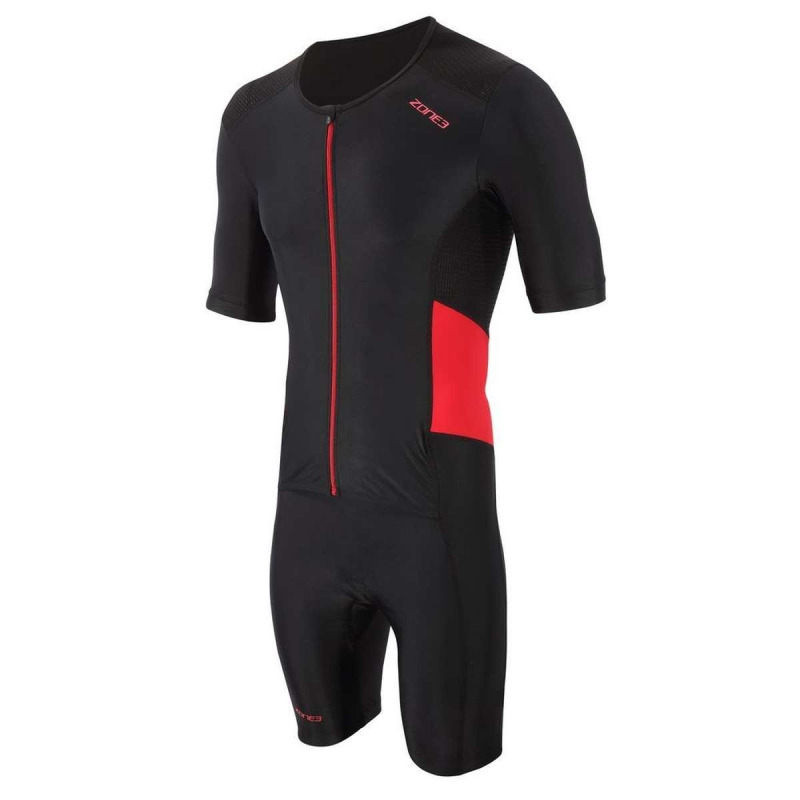 Men's Activate Short Sleeve Full Zip Trisuit / Black/Red