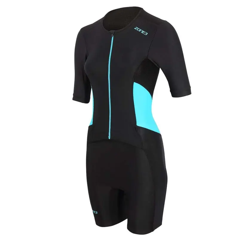Women's Activate Short Sleeve Full Zip Trisuit / Black/Blue