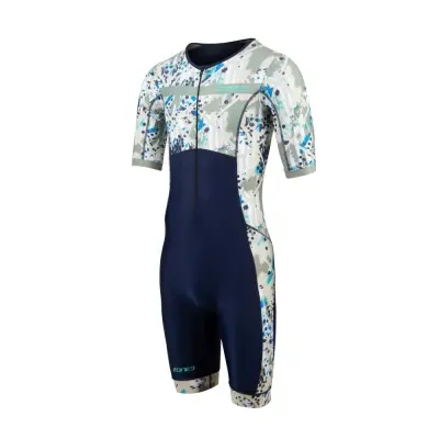 Men's Activate+ Short Sleeve Trisuit - Sand Storm / Navy/Sand
