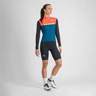Sportful PISTA THERMAL dámsky dres teal blu corallo black cedar