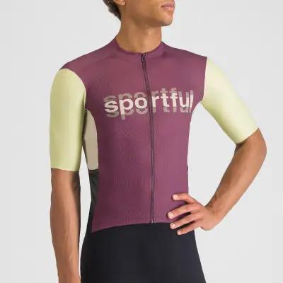 Sportful SUPERGIARA LOGO dres bordo/shadow lime