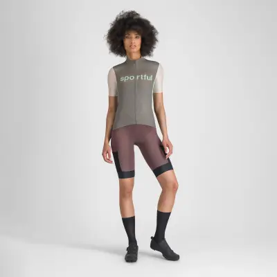 Sportful SUPERGIARA LOGO dámsky dres gun metal/pink