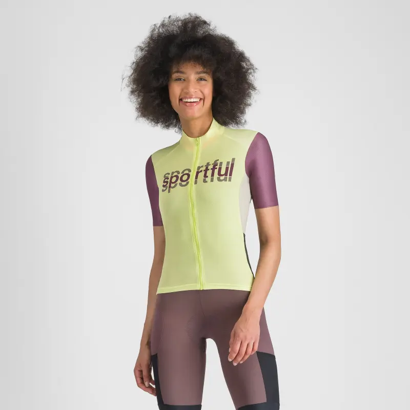 Letný cyklistický dres dámsky Sportful Supergiara Logo žltý/bordový