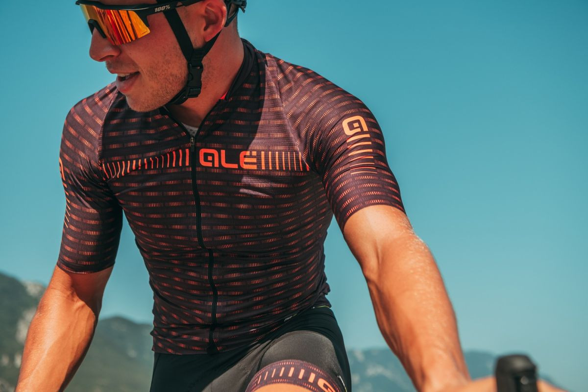 Cyklistický dres ALÉ Green Road Pásky letný cyklo dres Green Road