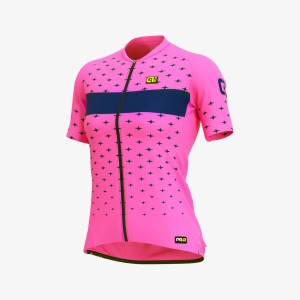 Letný cyklistický dres dámsky ALÉ PRR STARS LADY ružový/modrý